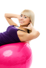 beautiful woman with a fitness ball