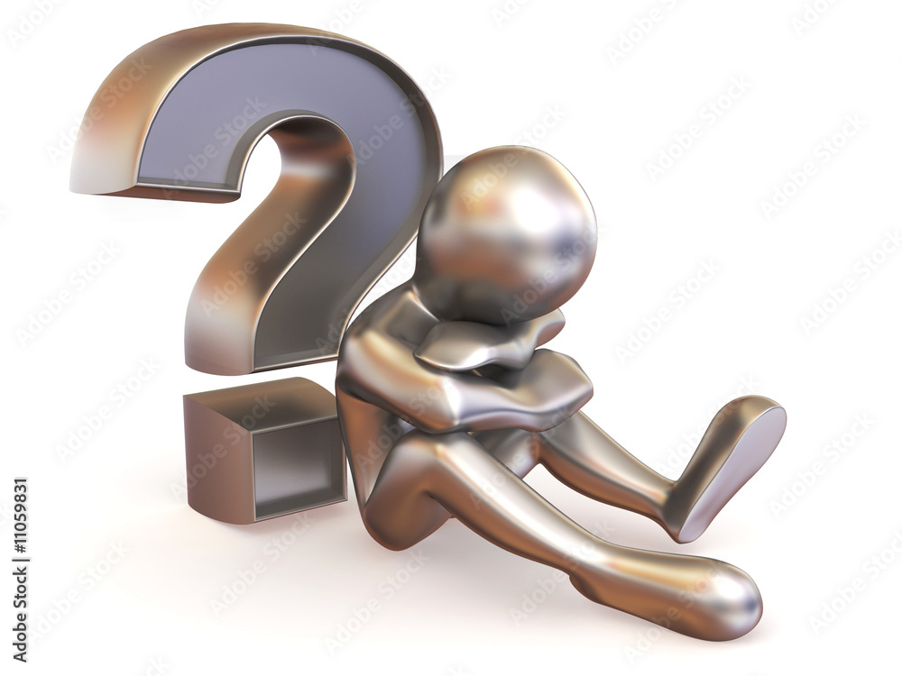 Aufkleber man with question