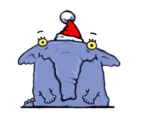child of elefant & crocodile is celebrating winter holidays