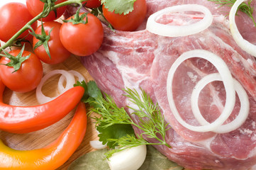 Meat on a wooden board