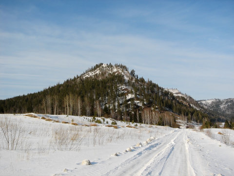 Winter mountain road