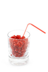 glass full of pomegranate seeds
