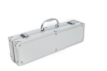 Aliuminum case for money on a white background