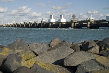 Storm barrier in Zeeland, Netherlands.