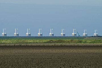Storm surge barrier in the Netherlands.