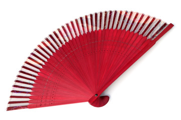 éventail en bambou rouge