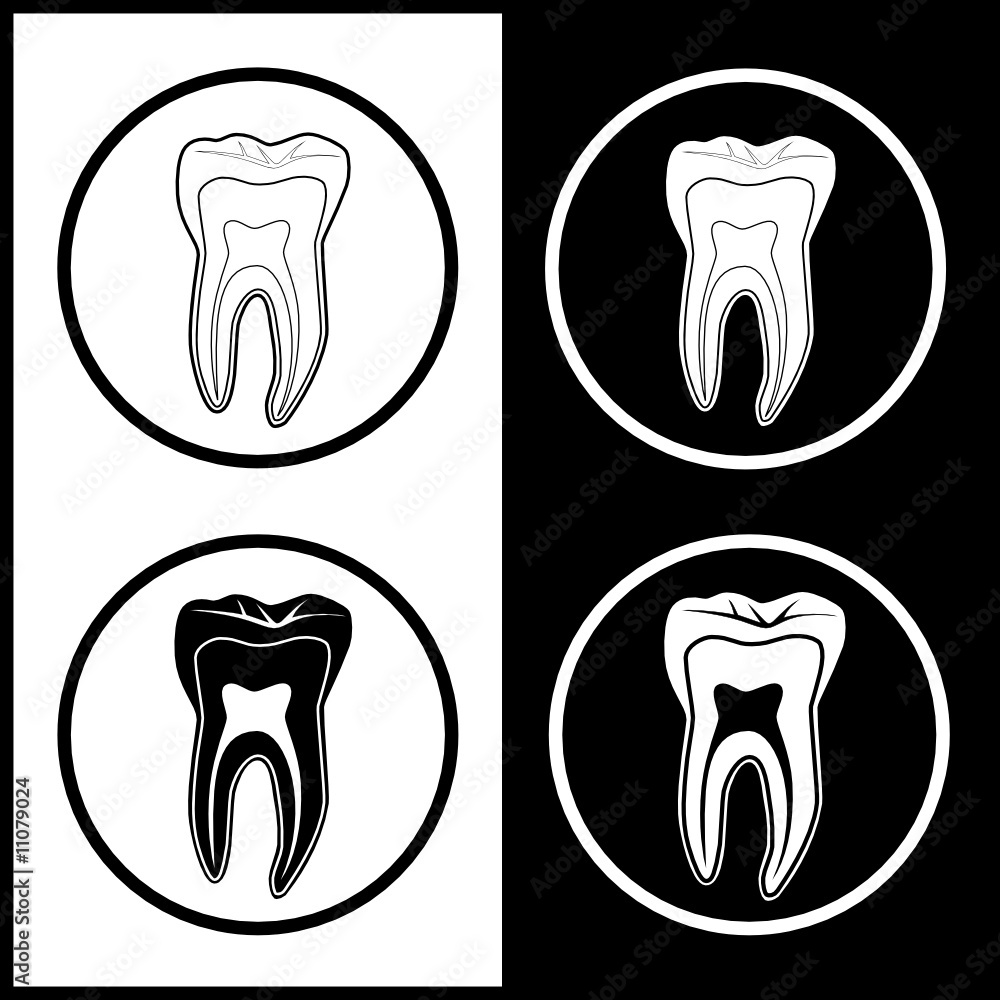 Canvas Prints vector tooth icons. black and white. simply change.