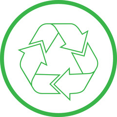 Vector recycle icon. Green and white. Simply change.