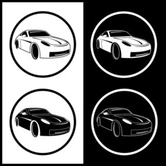 Vector car icons. Black and white. Simply change.