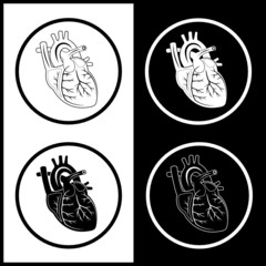 Vector heart icons. Black and white. Simply change.