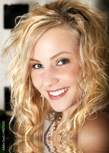 Curly Blonde Hair Pretty Teen Girl Stock Photo And