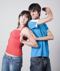 young couple arguing with violence