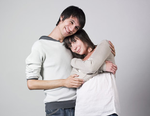happy young couple posing