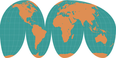 World Map -  Mollweide Interrupted Projection