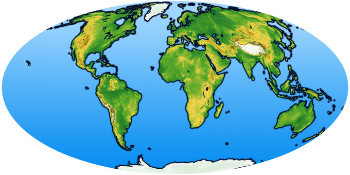 World Map -  Mollweide Projection - Europe Centered