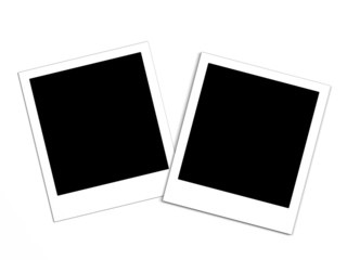 two empty blank photo cards isolated on white