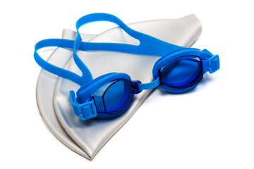 Glasses and cap for swimming
