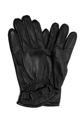 Black leather gloves