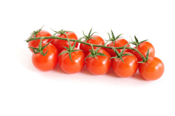 Bunch of cherry tomatoes  isolated on white