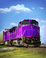 Plakat fioletowy pociąg