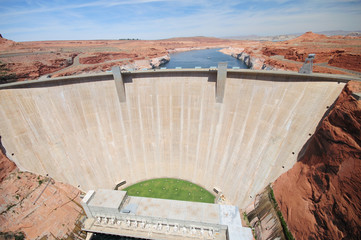 Glen Canyon Hydroelectric Dam on Colorado River, Southwest US.