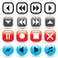 Glossy Media Player Buttons