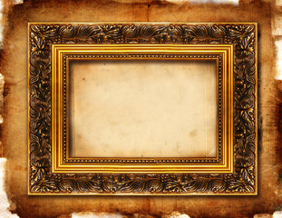 empty frame over grunge paper background