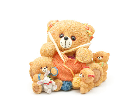 Knitting Teddy Bear Family