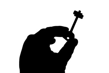 Countour of hand and key