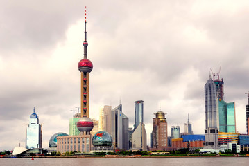 China Shanghai cloudy day in Pudong