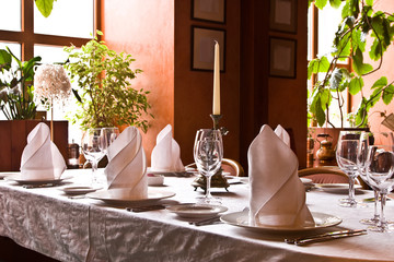 The served table at restaurant