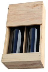 coffret bois de 2 bouteilles de vin rouge