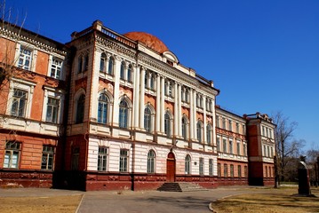 Fototapeta na wymiar Old building of school in Russia