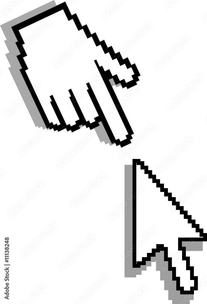Poster hand and arrow cursor. vector