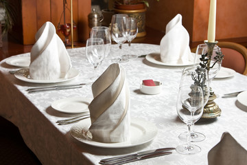 The served table at restaurant