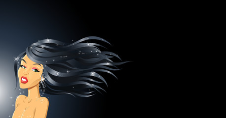 fashion girl with a wavy hair style