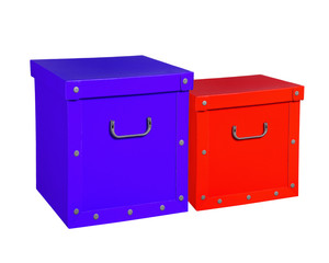 Two cardboard boxes, isolated.