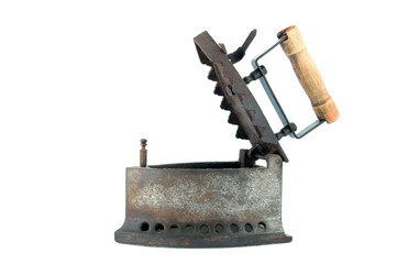 Old iron on white background