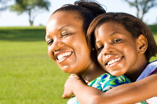 happy mother and daughter