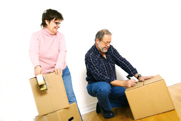 Senior couple packing