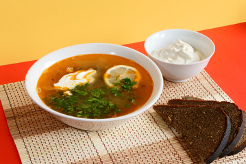 Russian traditional soup - solyanka