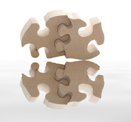 wooden puzzle with reflection