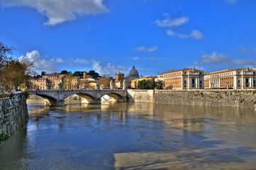 Fototapeta premium rome rives du tibre vatican HDR