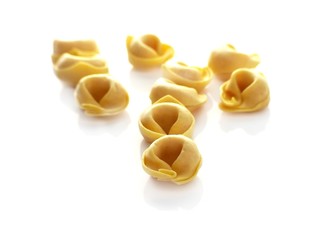 pasta tortellini on white