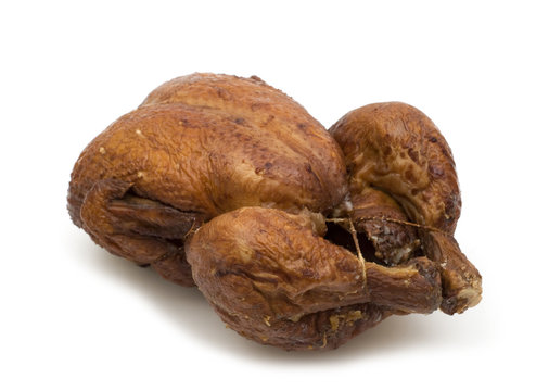 smoked chicken on white background