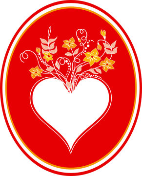 red heart with yellow flowers clip art preview
