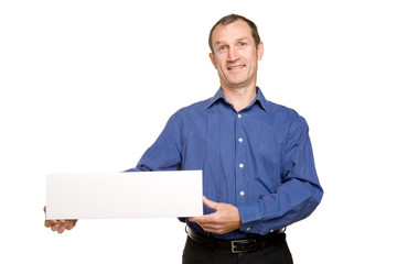Homme avec pancarte
