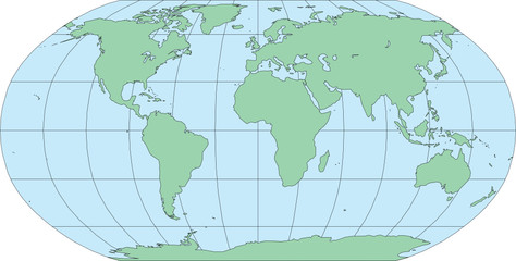 Robinson World Map Africa Centered - Vector Illustration