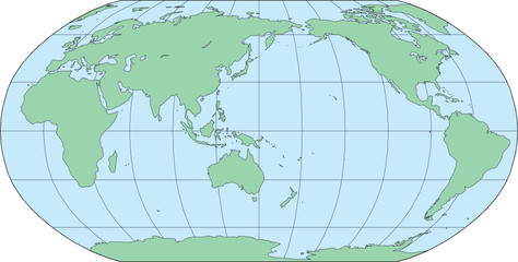 Robinson World Map Asia Centered - Vector Illustration