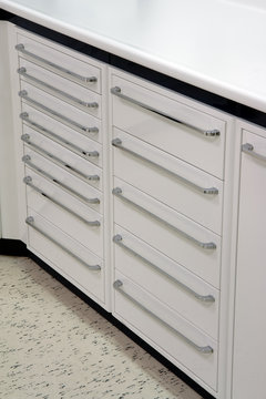 White drawers in dentist office